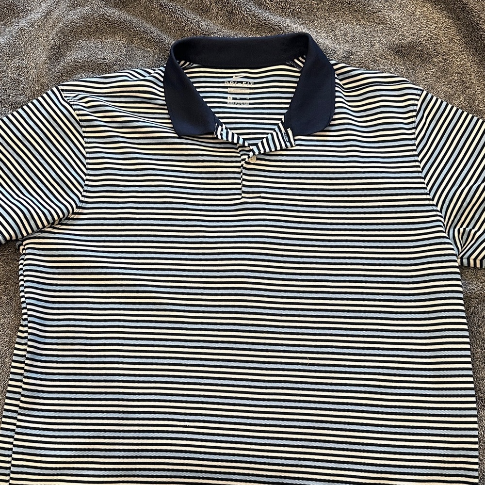 Nike Striped Navy & White golf polo